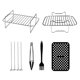 thumbnail image 1 of Rejilla para freidora de aire, los accesorios para freidoras de aire incluyen 1 rejilla para parrilla de vapor, 1 rejilla para brochetas, 1 pinzas para alimentos, 1 cepillo para aceite, 1 of 5