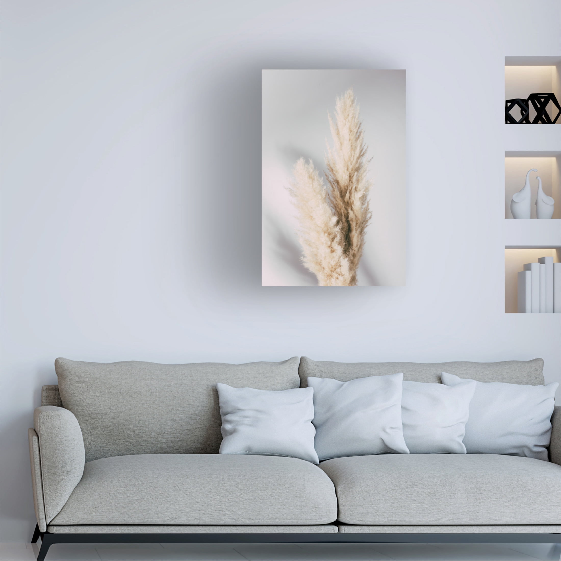 Pictufy Studio III 'Pampas Grass Grey' Canvas Art - 30 x 47 Inches