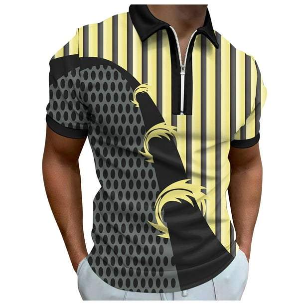 Ketyyh-chn99 Mens Polo Shirts Casual Men's Shirts 2024 Fashion Floral  Blouses V Neck Shirts Blouse Tunic Black,M 