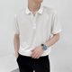 thumbnail image 5 of Polos de manga corta de verano para hombre, camisetas de color liso con cuello vuelto, camisetas holgadas informales con botones a rayas para hombre, 5 of 5