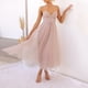thumbnail image 3 of Vestido de noche sexy de malla con tirantes para mujer - Vestido de fiesta formal con cintura alta - Estilo europeo americano, 3 of 8