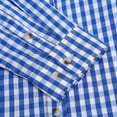 thumbnail image 5 of Shininglove Men's Oktoberfest Costumes Long Sleeve Shirt Fashion Plaid Front Pocket Classical Shirt Tops Color, S, Blue, 5 of 6