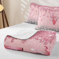 thumbnail image 4 of Homewish Dreamy Glitters Print Twin Quilt Set for Girls, Pink Bling V Letter Twin Coverlet Set, 4 of 7