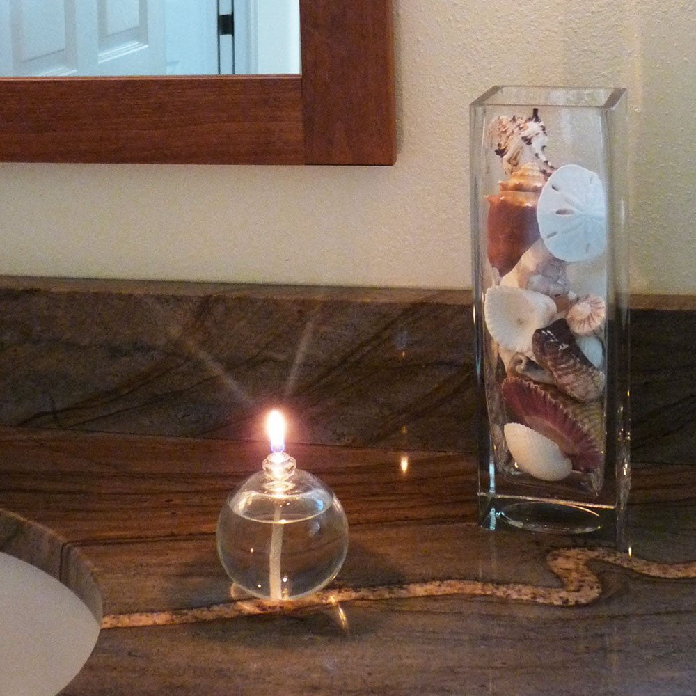 Firefly 2.75 oz Unscented Oil Candle Lamp, Clear Round Glass, Refillable, 2.6mm Wick