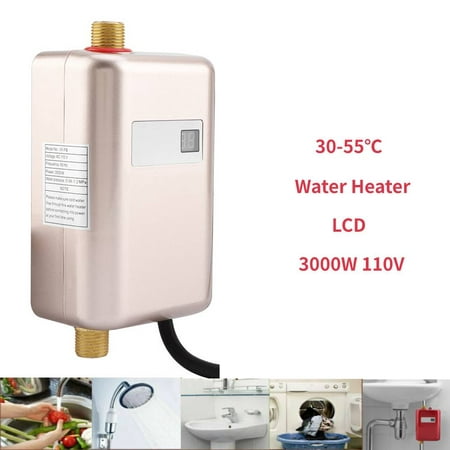 Mgaxyff Tankless, 110V 3000W Mini Electric Tankless Instant Hot Water Heater with Digital Display for Bathroom Kitchen Washing Restroom