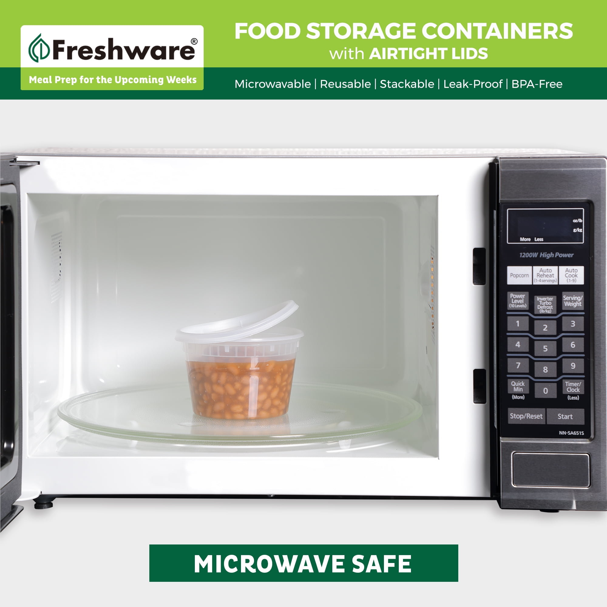 Freshware Food Storage Containers Plastic Deli Containers with Lids, Slime, Soup, Meal Prep Containers | BPA Free | Stackable | Leakproof | Microwave/Dishwasher/Freezer Safe (16 oz, 36-Set)