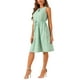 thumbnail image 4 of Vestido midi sin mangas de corte A con cuello en forma de llave y cintura ajustable, estampado de flores pequeñas, color verde claro, talla M, 4 of 5