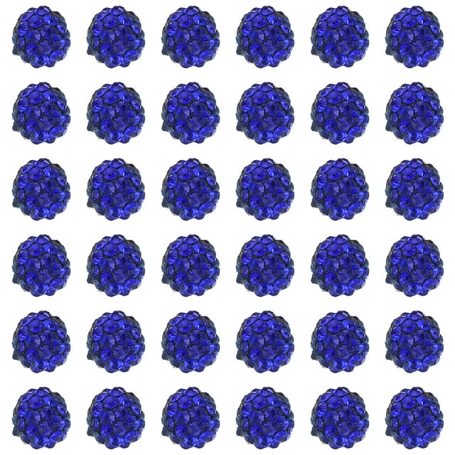 Unique Bargains 8mm Perles d'Argile Strass, 50 Pack Boule Ronde Polymère Perles de Charme Cristal Argile, Bleu Foncé