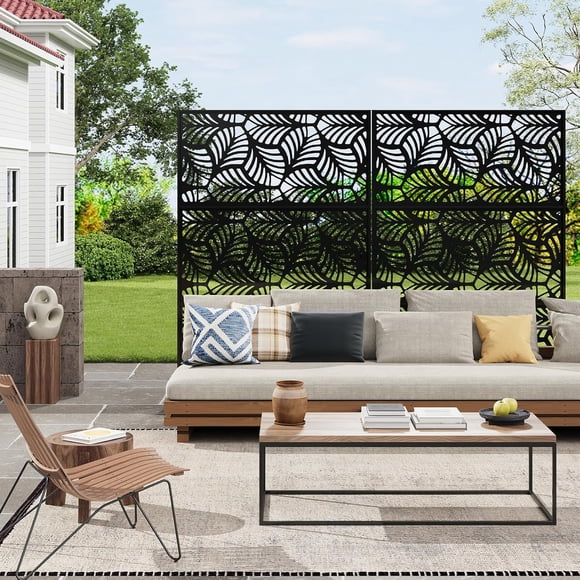 Historyli Mampara de privacidad metálica QinaQin de 182 x 120 cm,separador decorativo independiente,mampara de privacidad de altura extendida para jardín con base estable,diseño de pétalos.