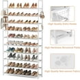 thumbnail image 4 of VTRIN 10 Tiers Shoe Rack Tall Large Capacity 50 Pairs Wide Shoe Organizer Sturdy Shoe Shelf for Entryway with Two Hooks Metal Shoe Storage for Closet, Bedroom, White, XJ-113, 4 of 16