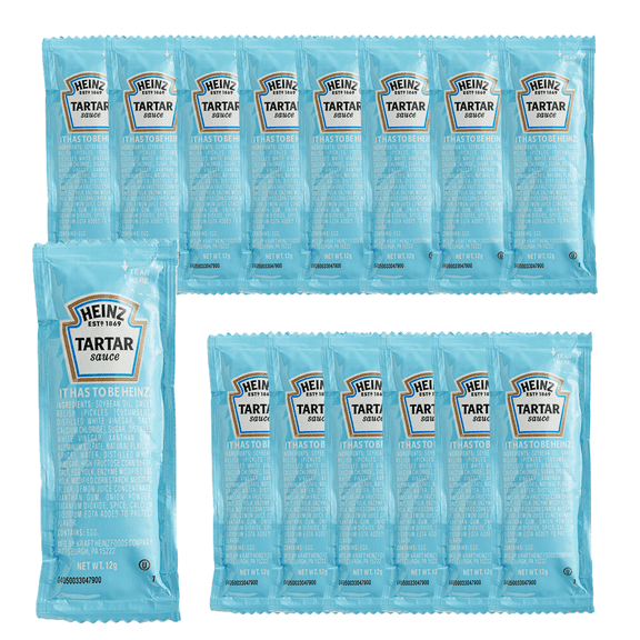 Heinz Tartar Sauce Portion Packets, 12g Each (15 Count) – Classic Creamy Sauce for Fish, Fries & Seafood Dishes