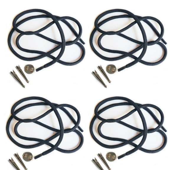 Blank Bolo Tie Kit Round Slide Smooth Tip Silvertone Parts Navy Blue Cord Pk/4
