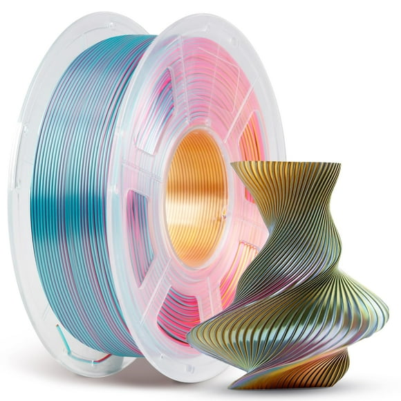 ANYCUBIC Silk Tri Color Pla Filament, 3-in-1 Chrome Coextrusion Color Change 3D Printer Filament 1.75mm Dimensional Accuracy +/- 0.02mm, Silk Texture, 1KG Spool (2.2 lbs), Red Yellow Green