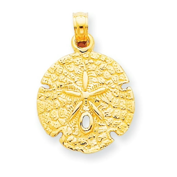 14k Yellow Gold Small Sand Dollar Pendant Charm