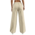 thumbnail image 2 of HomeDM Wide Leg Sweatpants with Pockets Womens High Waisted Joggers Beige Lounge Pants for Casual Gym Size M, 2 of 6