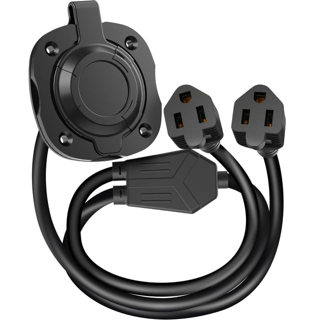 Cargador RV Shore Power Inlet, 15 A, 125 V, con cable de 18 m