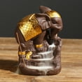 thumbnail image 2 of Quemador de incienso de cerámica con reflujo, elegante forma de Animal, adorno para el hogar y la Oficina, elefante con decoración dorada, 2 of 9