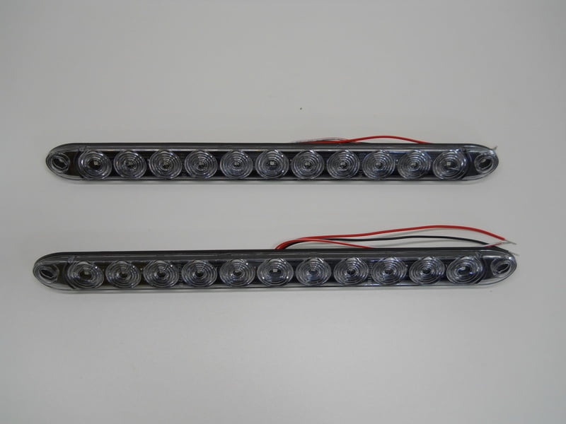 (2) Tecniq 15' Red/Clear Lens LED Turn Brake Marker Light Bar Truck Trailer RV