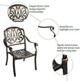 thumbnail image 4 of Magic Union 2 Piece Outdoor Bistro Cast Aluminum Dining Chairs for Patio Furniture Garden, Antique Bronze, 4 of 6
