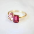 thumbnail image 4 of Pink Sapphire and Ruby Engagement Ring, Two Stone Ring, Pear and Emerald cut Pink Sapphire Ring, Art Deco gift, 4 of 4