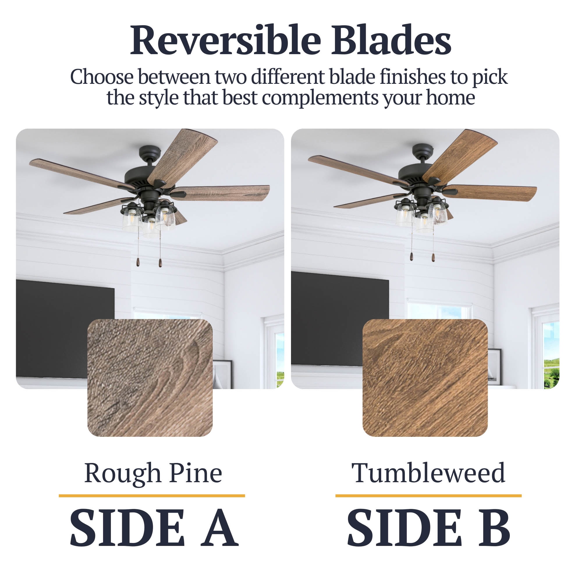 Prominence Home 50585-35 Briarcrest Farmhouse 52-Inch Aged Bronze Indoor Ceiling Fan with 5 Barnwood, Tumbleweed Blades