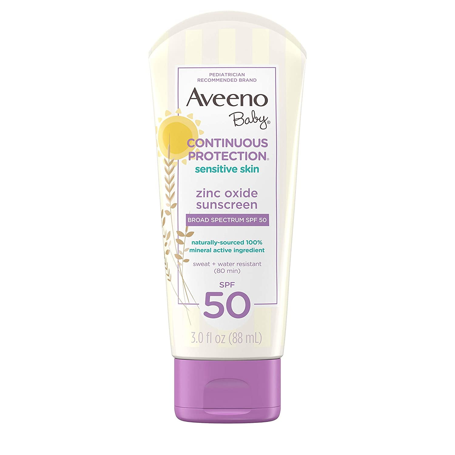 Natural Baby Sunscreen SPF 50 Lotion with Zinc Oxide | Sweat & Waterproof Sunscreen for Swimming Sun Protection as Daily Sunscreen for Face and Body | Baby Lotion SPF 3 OZ Per Pack, Pack of 1
