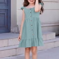 thumbnail image 4 of Vestido de Fiesta de Niña Bebé Color Sólido Plisado Casual con Botón Camisola Y Vestido de Princesa de Manga Larga Niñas de Moda Princesa Vestir, 4 of 6