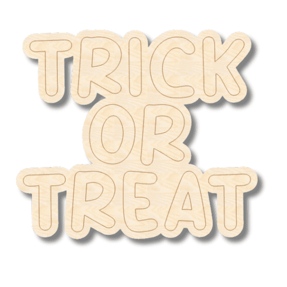 Unfinished Wood Etched Trick or Treat Shape | Paint By Line Crafts 14" / 1/8"