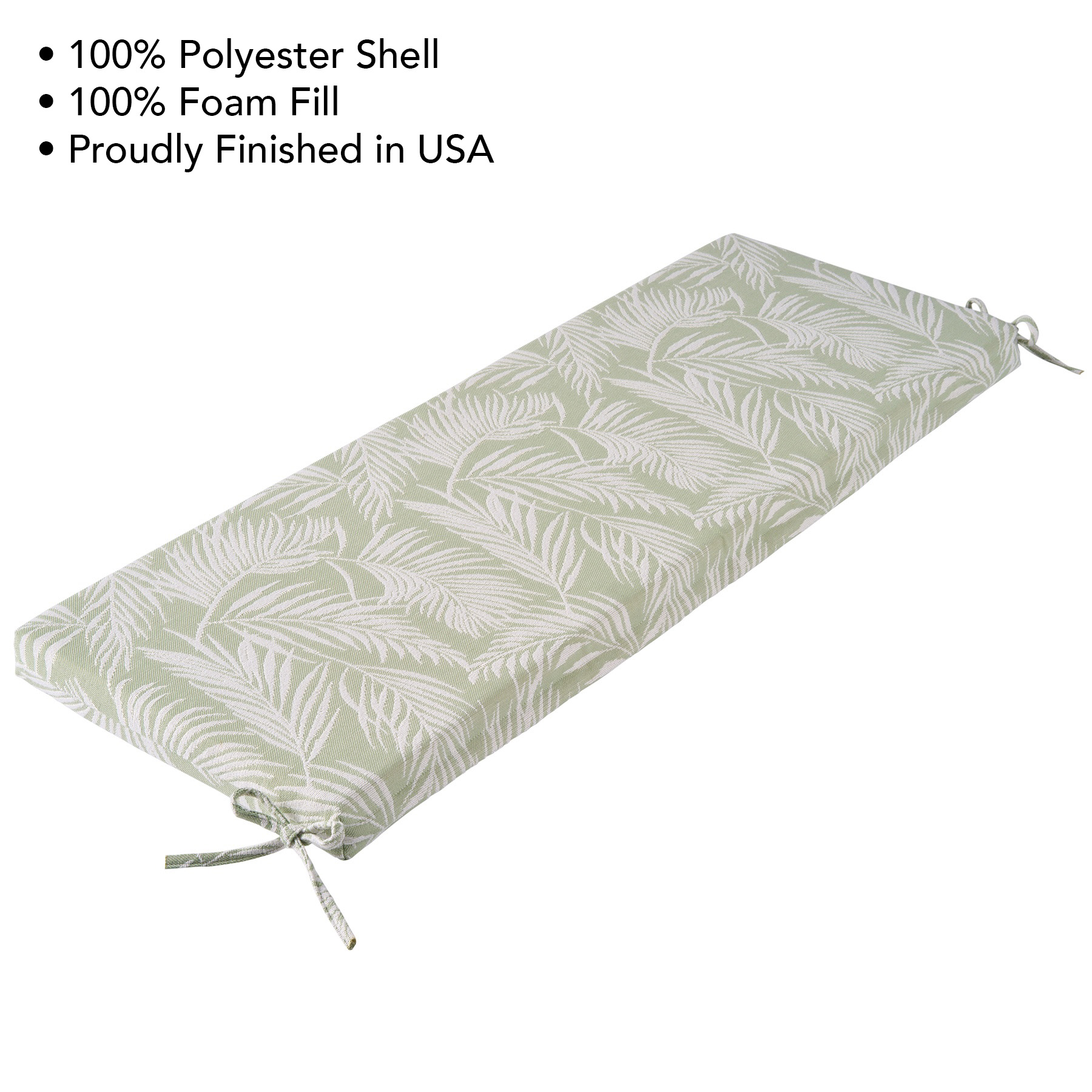 Better Homes & Gardens 48" x 18" Premium Outdoor Bench Seat Cushion, 1-Piece, Palm Green