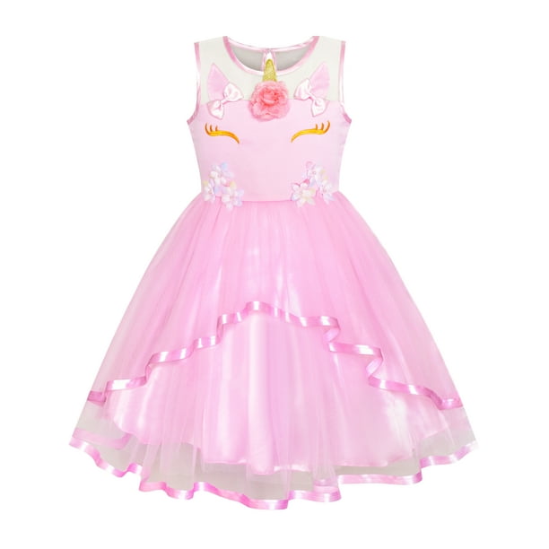 Sunny Fashion - Girls Dress Unicorn Halloween Pink Tulle Princess Party ...