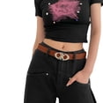thumbnail image 4 of Only Moment Womens Belts for Dress Star Buckle Aluminum Alloy Elastic Waist Belt Stretchy Thin Belt for Dress Jeans Khaki,One Size, 4 of 5
