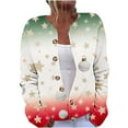 thumbnail image 2 of Ounisa Womens Fair Isle Sweater Button Up Long Sleeve Christmas Tree Snowflake Gifts Decorations Graphic Cardigans Crew Neck Open Front Knit Vintage Sweater Coats, 2 of 5
