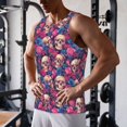 thumbnail image 5 of Pofeuu Skull rose blue flower Print Men's Workout Tank Tops Sleeveless Muscle Gym Shirt Quick Dry-X-Large, 5 of 7