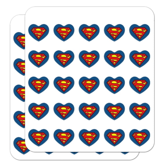 Superman Classic S Shield Logo Heart Shaped Planner Calendar Scrapbook Craft Stickers
