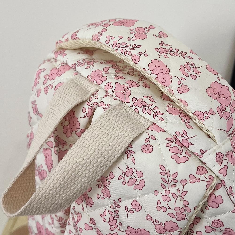 This 3-piece backpack set comes with a cute floral quilted backpack, a medium-sized messenger bag and a small travel storage bag for ladies, presenting a simple and comfortable look