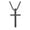 Black, variant on Women's Men's Stainless Steel 5 Colors Sandblast Finish Cross Pendant Necklaces with Chain Rainbow