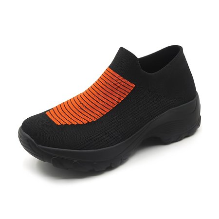 

Breathable Striped Knitted Socks Sneakers Lightweight Thick Bottom Slip On Running Sports Shoes Women s Footwear
