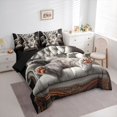 thumbnail image 2 of Manfei Cartoon Kitten Queen Bedding, Kawaii Pet Animal Bedding Comforter Set Queen, Gray, Black Reversible, 7 Pieces, 2 of 6