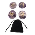 thumbnail image 1 of Piedras de palma grabadas, piedras de equilibrio de bolsillo portátiles redondas pulidas para meditación curativa Reiki, amatista, 1 of 5