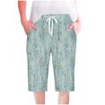 thumbnail image 2 of Puntoco Pantalones cortos casuales para mujer Pantalones cortos casuales para mujer Pantalones rectos con cordón Cintura elástica Pantalones sueltos cómodos con bolsillos, 2 of 5