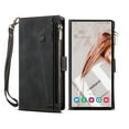 thumbnail image 4 of Luxury PU Leather Wallet Case for Google Pixel 7A, Zipper Pocket Card Slots Holder Kickstand Flip Folio Cover with Shoulder Strap Crossbody Wrist Hand Strap Anti-Scratches Case,Black, 4 of 10