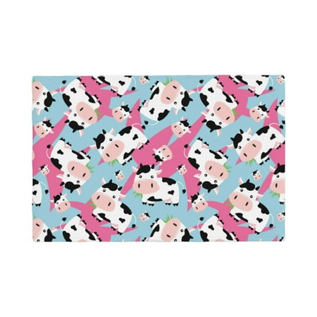 

Placemats Set of 4 / 6 cute cow animal pink blue Placemats for Dining Table Indoor/Outdoors Heat Resistant Washable Placemats 18 x 12