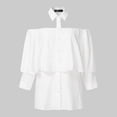 thumbnail image 5 of Women Blouse Lapel Off Shoulder Stylish Urban Office Shirts Tops, 5 of 11