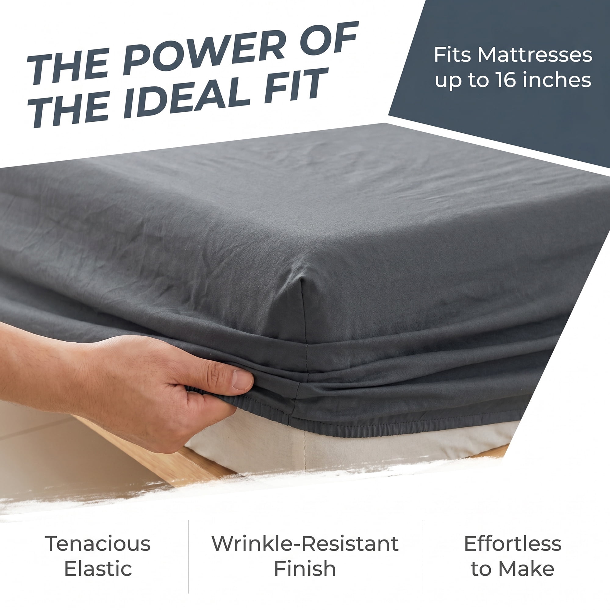 Unique Bargains Fitted Sheet Solid Cotton Bed Sheets Breathable Dark grey 60.2"x79.9"