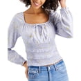thumbnail image 2 of Planet Gold Juniors Square-Neck Smocked Top, Blue Fog, Large, 2 of 3