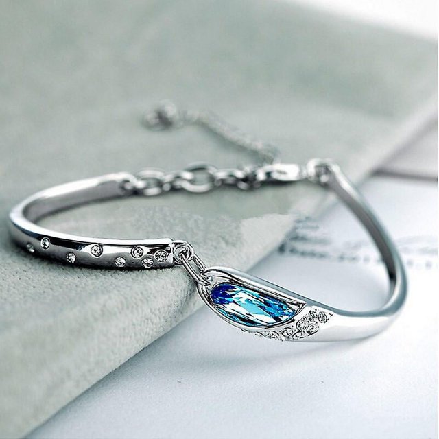 Pulsera de cristal con forma de zapato (platino auténtico y azul marino), pulsera de joyería para mujer, regalo de cumpleaños, Navidad, San Valentín, regalo del Día de la Madre