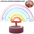 thumbnail image 2 of MesaSe Neon Sign LED Rainbow-shaped Neon Light Battery/USB Powered Colorful Neon Lamp with Holder Base Rainbow Nightlight Decorative Table Light for Birthday Bar Party, 2 of 9