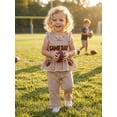 thumbnail image 5 of Loicainy Baby Toddler Girls Summer Clothes Set 6 12 18 24 Months 2T 3T 4T Sleeveless Crew Neck Letters Football Embroidery Peplum Tank Tops and Plaid Pants Outfits, 5 of 8