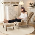 thumbnail image 3 of Vcatnet Accent Chair with Ottoman, Corduroy Armchair with Adjustable Backrest and Side Pocket, Comfy Reading Chair for Living Room, Bedroom, Apartment, Beige, 3 of 8