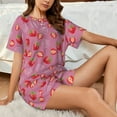 thumbnail image 4 of "Wukai Cute Strawberry Women's Pajama Set - Short-Sleeve Top and Shorts with Elastic Waistband and Pockets for Loungewear, Yoga, and Casual Wear-, 4 of 8